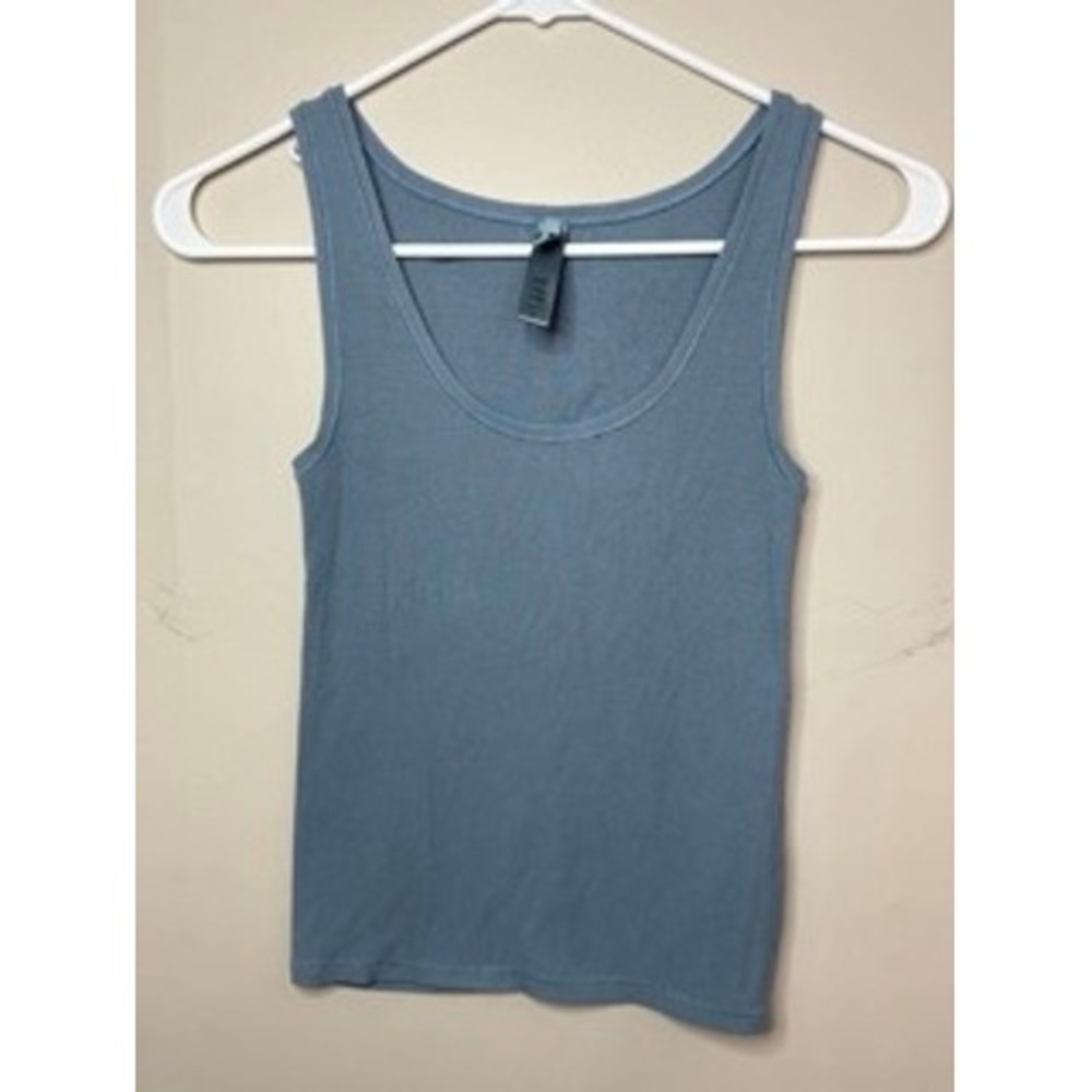 Skims Cotton Rib Tank Top Dusty Blue Scoop Neck Ribbed Sleeveless Shirt Medium